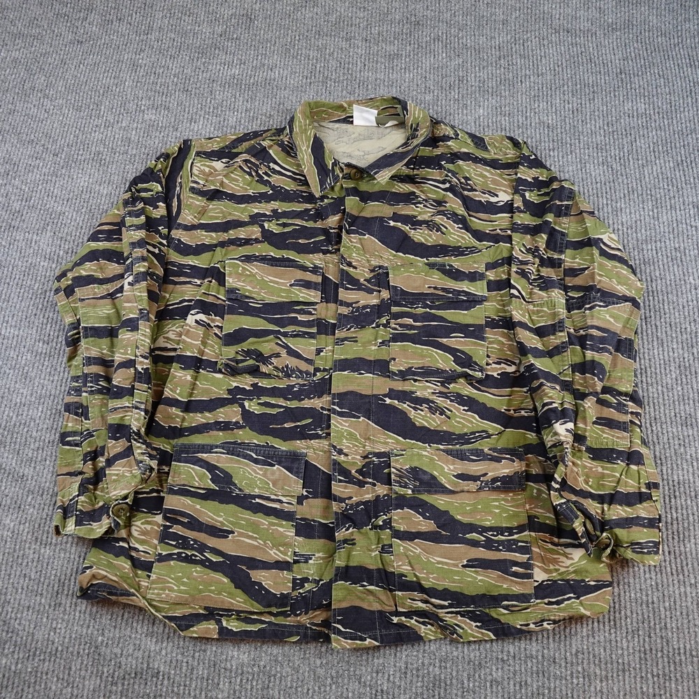 Tiger Stripe Camo Combat Coat Mens XL Green Cotton Jacket Military Propper